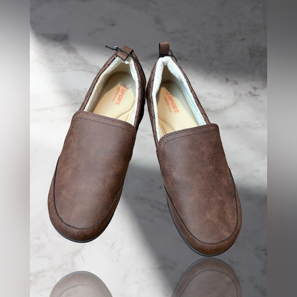 JSport Women's Lisa Casual Slip On Shoes Lined Comfort Brown Size 8